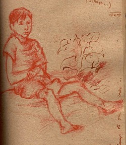Jacob, Waldemar, Gabriel Buczynski; Study in Red chalk, 29.7 X 21 cm, Fremantle, Western Australia